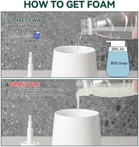 AZMOYAC Matte White Ceramic Foaming Soap Dispenser 12 Oz