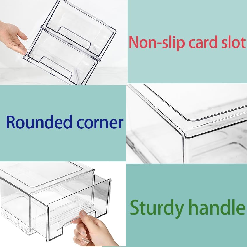 2 Pack Clear Medicine Storage Drawer with Pull Handle