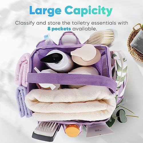 EUDELE Mesh Shower Caddy with 8 Pockets and Oxford Base - Portable for Dorm Beach Gym