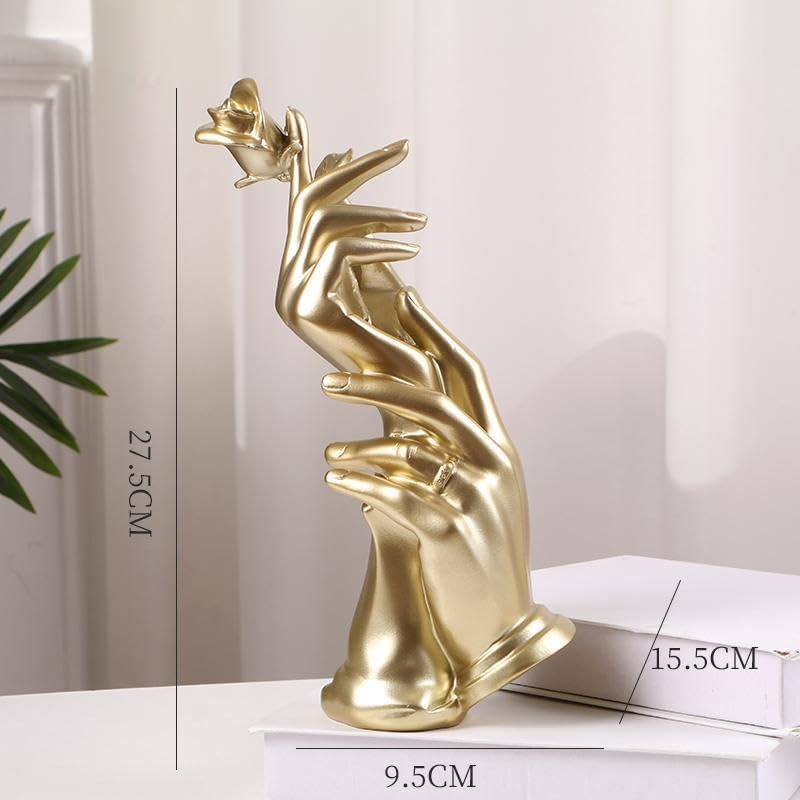 Gold Hand Statue with Roses - Love Decor Statue for Home and Office