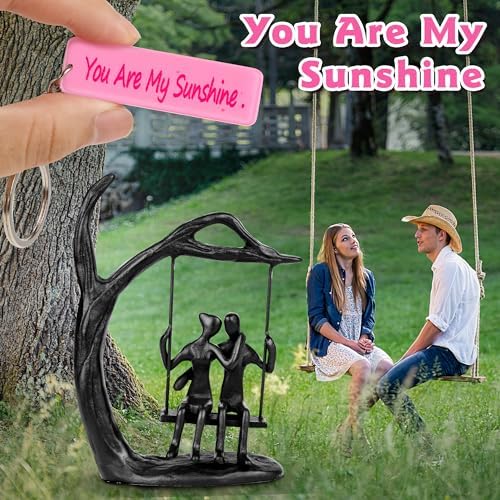 Romantic Couple Statue in Love Black Metal Figurine