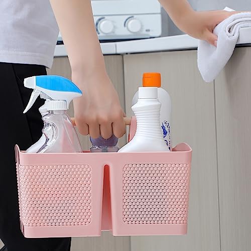Rejomiik Portable Shower Caddy Basket with Handle Pink