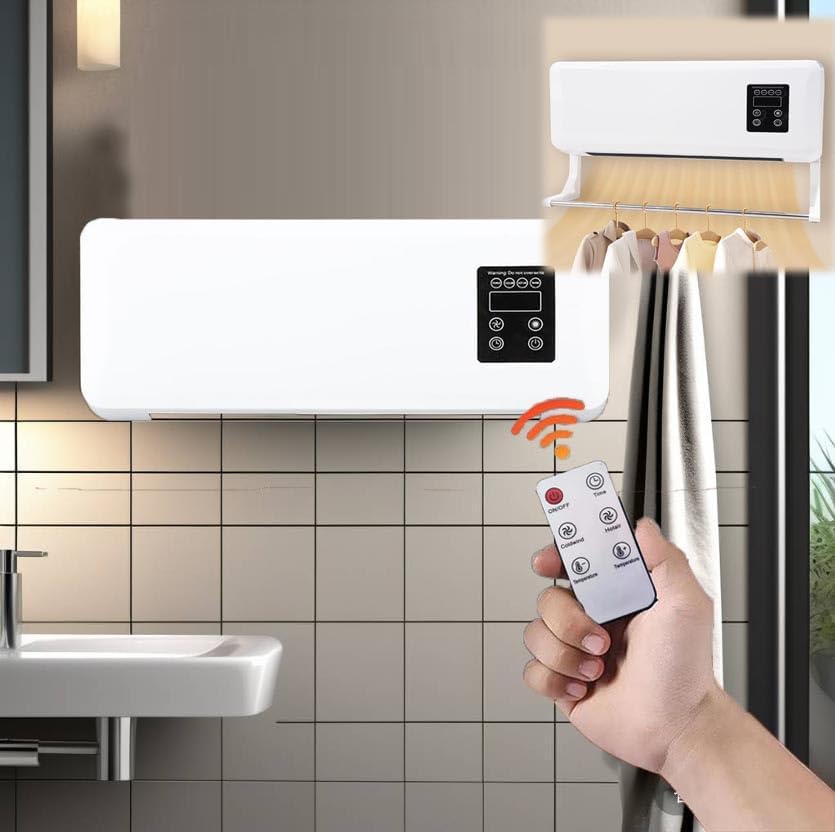 3 in 1 Bathroom Fan Heater with Towel Rack Remote Control