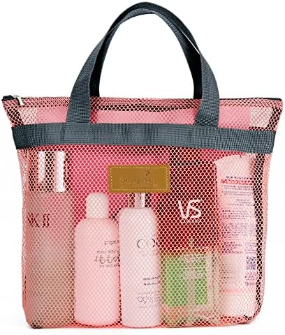 TOPASION Mesh Shower Caddy Bag - Portable Toiletry Organizer with Zipper for Travel and Gym