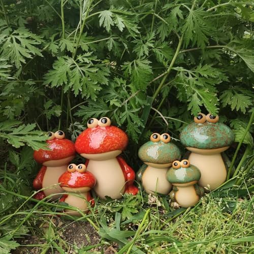 Cute Ceramic Frog Garden Statues Set of 3
