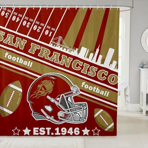 Feelyou Football Bath Curtain 72x84 San Francisco Design
