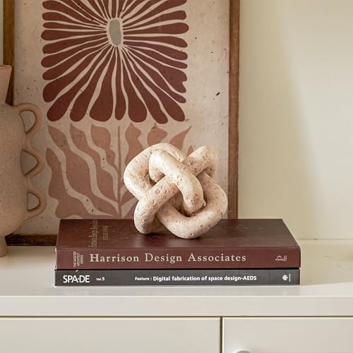 DN DECONATION 3 Link Knot Decor Beige Resin Coffee Table Accent