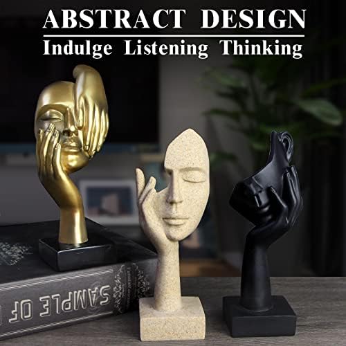 3 Pcs Thinker Statue Modern Home Resin Sculptures