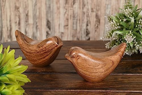 NIRMAN Acacia Wood Bird Statues Set of 2 1