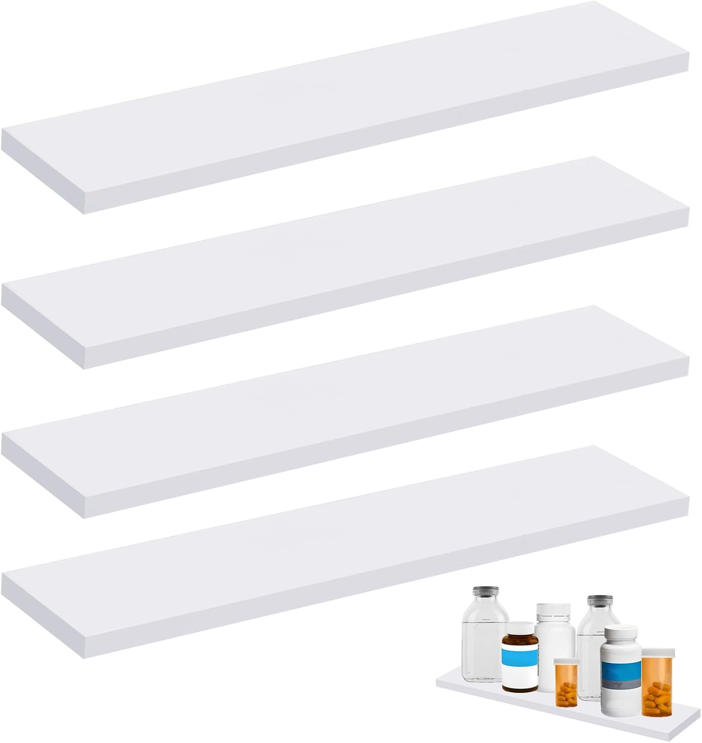 4 PCS White Medicine Cabinet Shelves Replacement 1