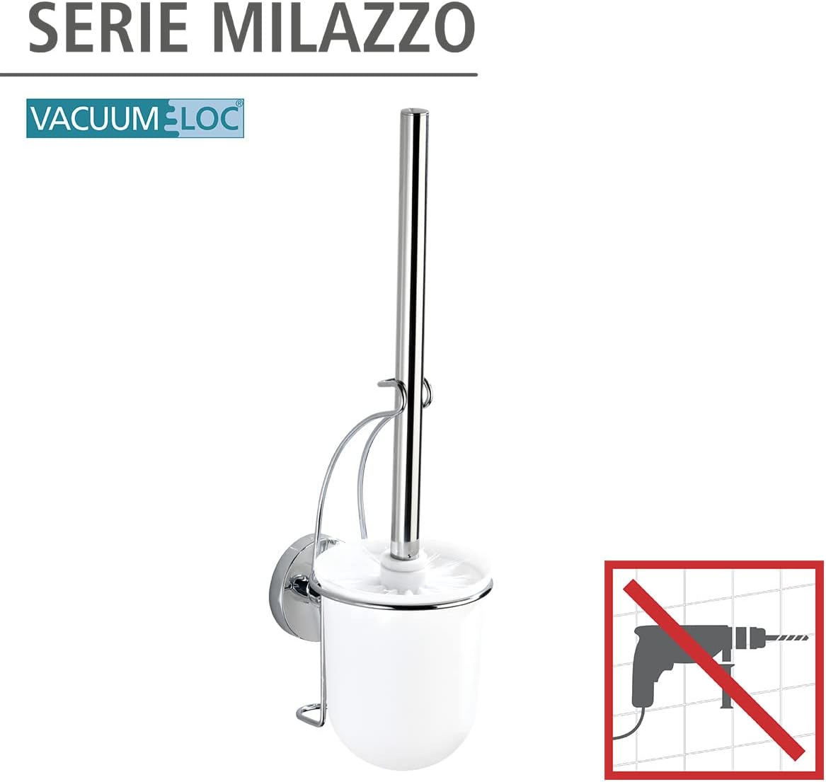 Wenko Vacuum-Loc Wall Toilet Brush Set Silver