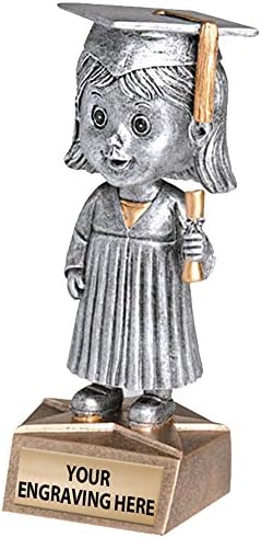 Crown Awards Graduation Trophy - 6 Female Graduate Bobble Head Sculpture