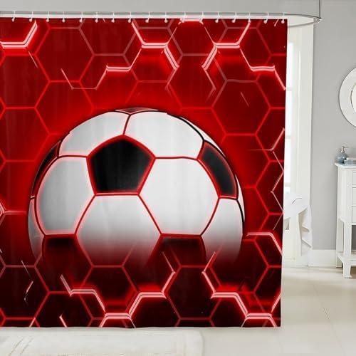 Feelyou Red Football Bath Curtain Set 72x72