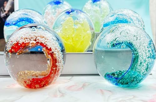 Decorative Crystal Ball Ocean Waves Blown Glass Sea Art