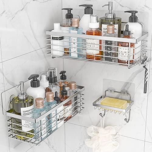 ODesign 3 Pack Shower Caddy - Rustproof Stainless Steel Suction Cup Organizer