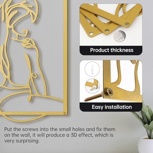 Modern Metal Gold Wall Decor Set 4Pcs Abstract Art Sculptures for Bedroom and Living Room