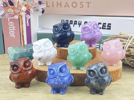 YATOJUZI Owl Decor Labradorite Crystal Sculpture 1