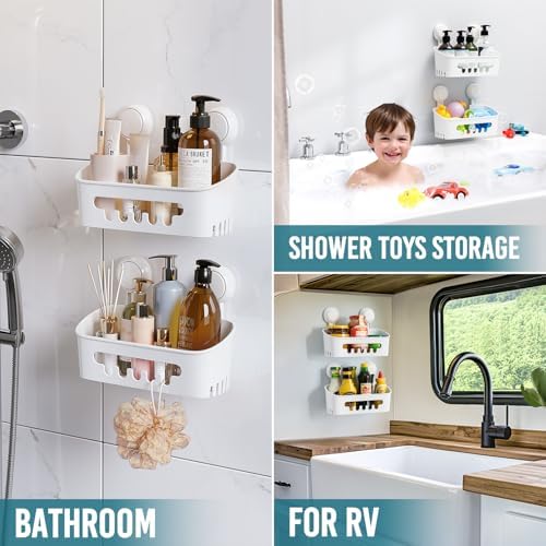 TAILI 2 Pack Heavy Duty Shower Caddy Suction Cup Organizer