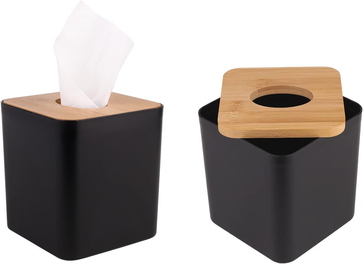 MOCHTERO Bamboo Tissue Box Holder 5x5x54in Black