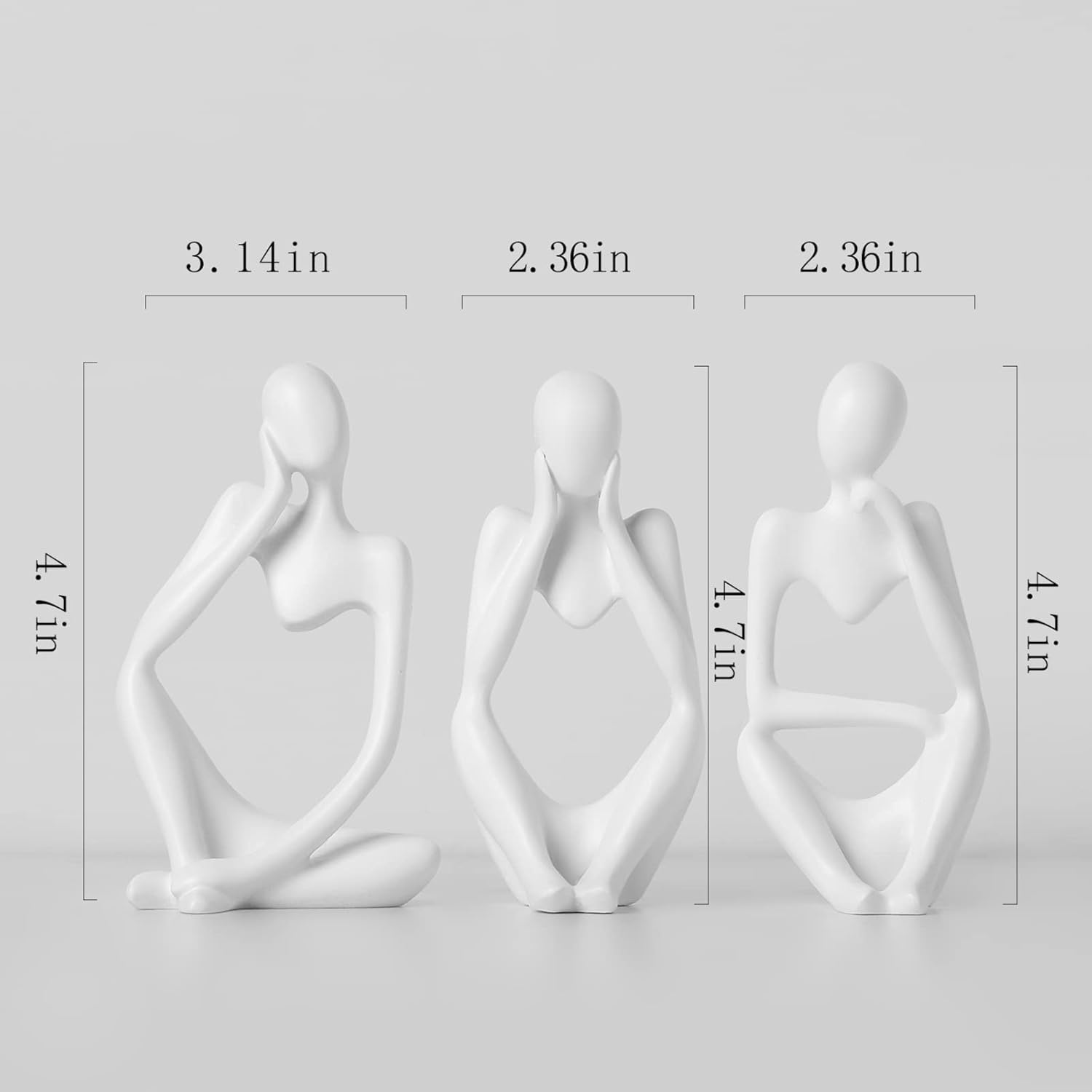 BrownLove 3pcs Decor Abstract Thinker Statues Resin Art Sculptures