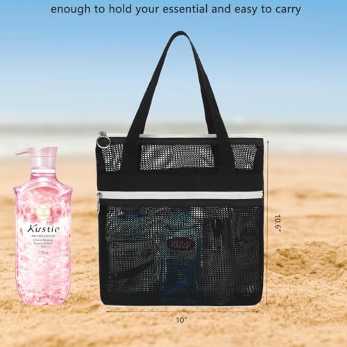 GYEUKHAM Mesh Shower Caddy Quick Dry Portable Toiletry Organizer Black