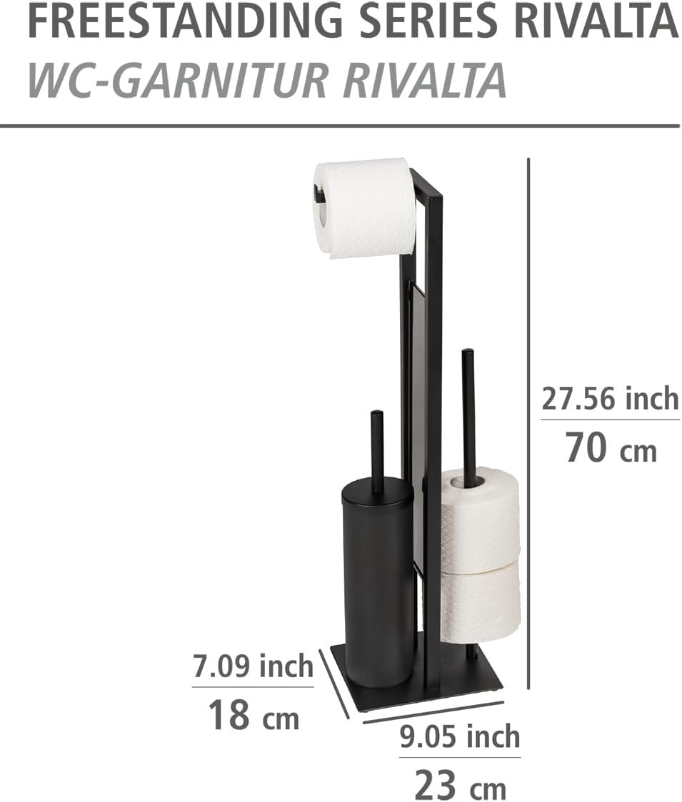 WENKO Rivalta Toilet Set with Brush Roll Holders Matte Black