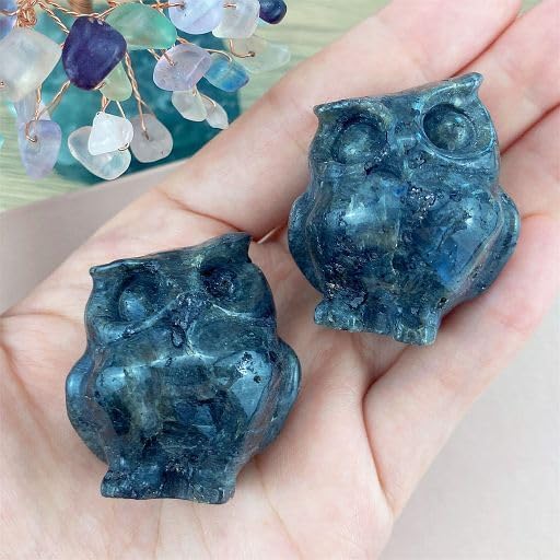 YATOJUZI Owl Decor Labradorite Crystal Sculpture 1