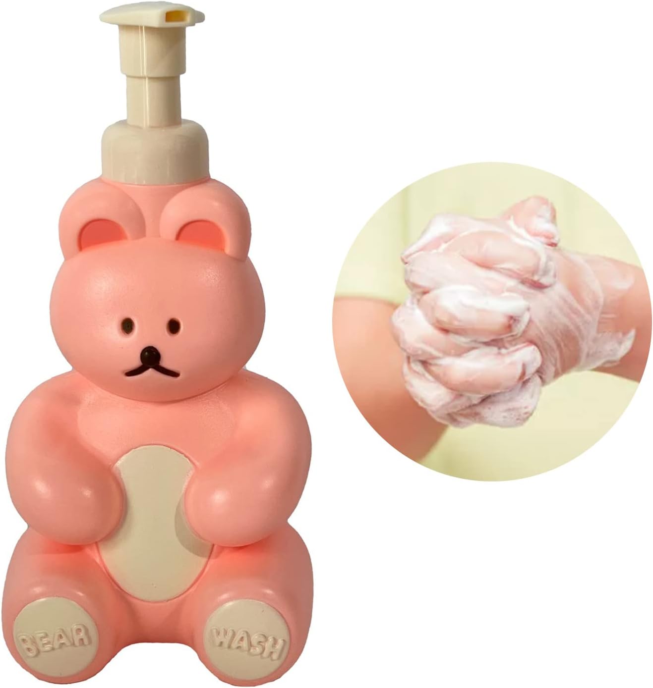 Cute Bear Foam Pump Bottle for Kids - Pink