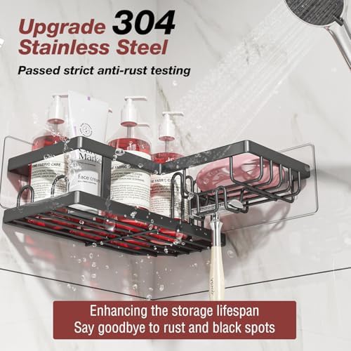 Youvip Adhesive Corner Shower Caddy - 4-Pack Black 1