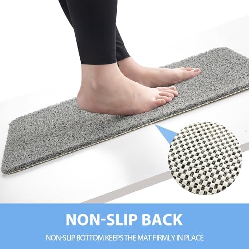 Hargiis Non-Slip Bath Mat with Foot Scrubber - Grey 40x28