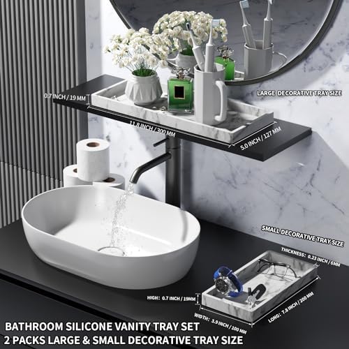 BBK Silicone Vanity Tray 2 Pack - Marble Gray
