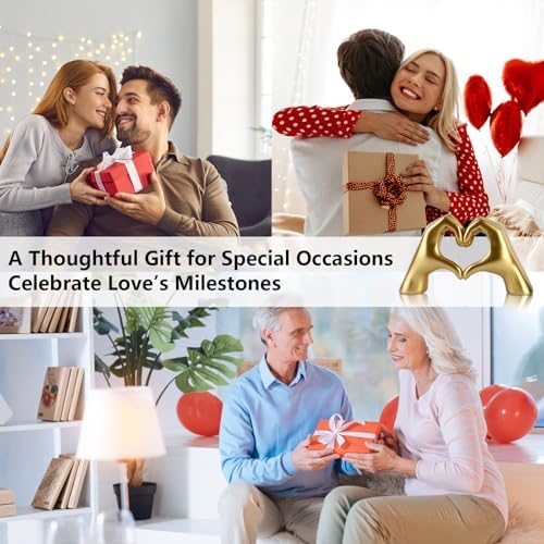 Gold Heart Hands Sculpture Decor Gift