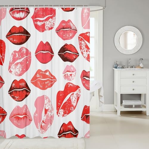 jejeloiu Kiss Shower Curtain Set 72x72 Kids Bathroom Decor