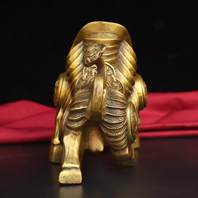 Chinese Golden Bull Brass Figurine Feng Shui Wealth Decor