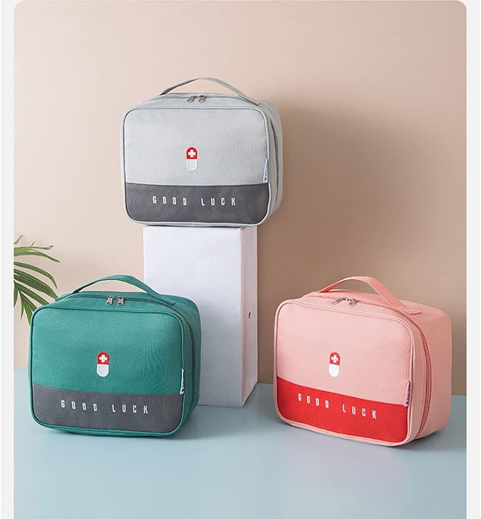 XANHOY Large-Capacity Medicine Box with Zippered Mesh Pockets