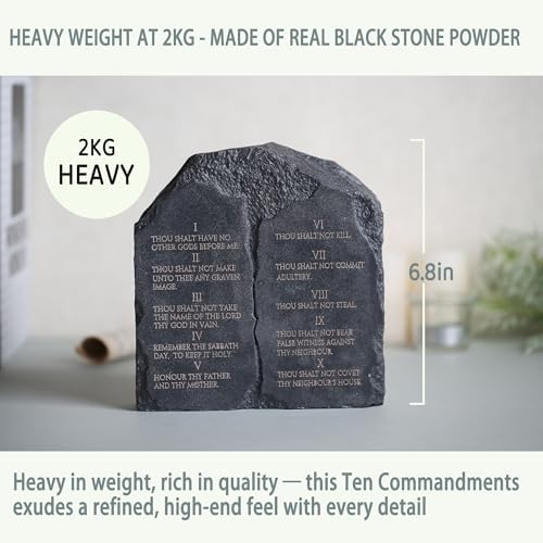 Ten Commandments Stone Sculpture - 68 Inch Decor for Home Office