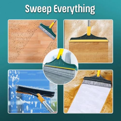 3-in-1 Rotating Floor Scrub Brush with Squeegee