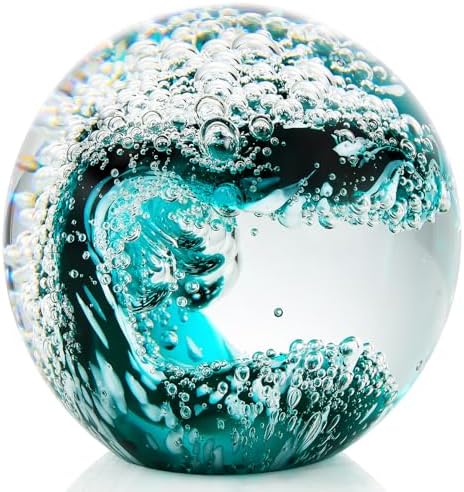 YWHL Hand Blown Crystal Wave Ball Decor