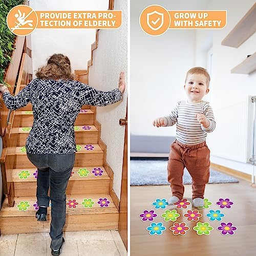 Non Slip Bathtub Stickers with Scraper 20 PCS Bright Flowers Design