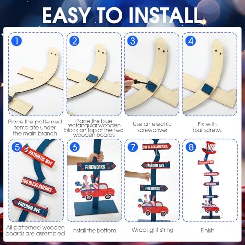 Yousoontic 45 Patriotic Wooden Yard Stake Sign