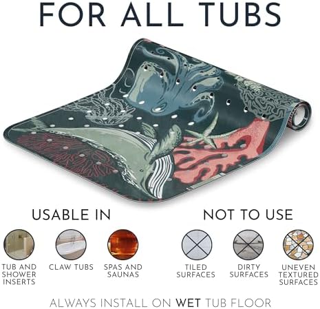 Homerella Anti-Slip Bathtub Mat 40x16 Inch