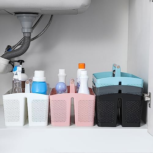 Rejomiik Portable Shower Caddy Basket with Handle Pink
