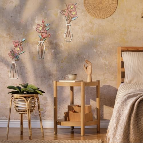 Primst 3 Pcs Metal Flower Wall Art - Rustic Boho Decor