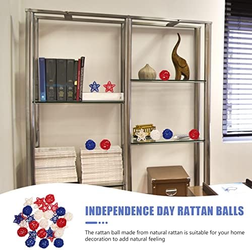 HOMSFOU 30PCS Rattan Decorative Balls for Independence Day