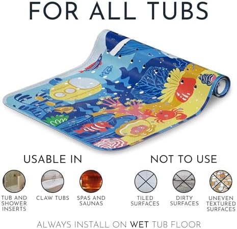 Homerella Anti Slip Bathtub Mat for Kids Adults
