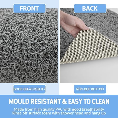 Hargiis Non-Slip Bath Mat with Foot Scrubber - Grey 40x28