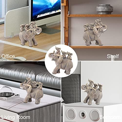 Cute Elephant Statue with Three Calves Home Decor