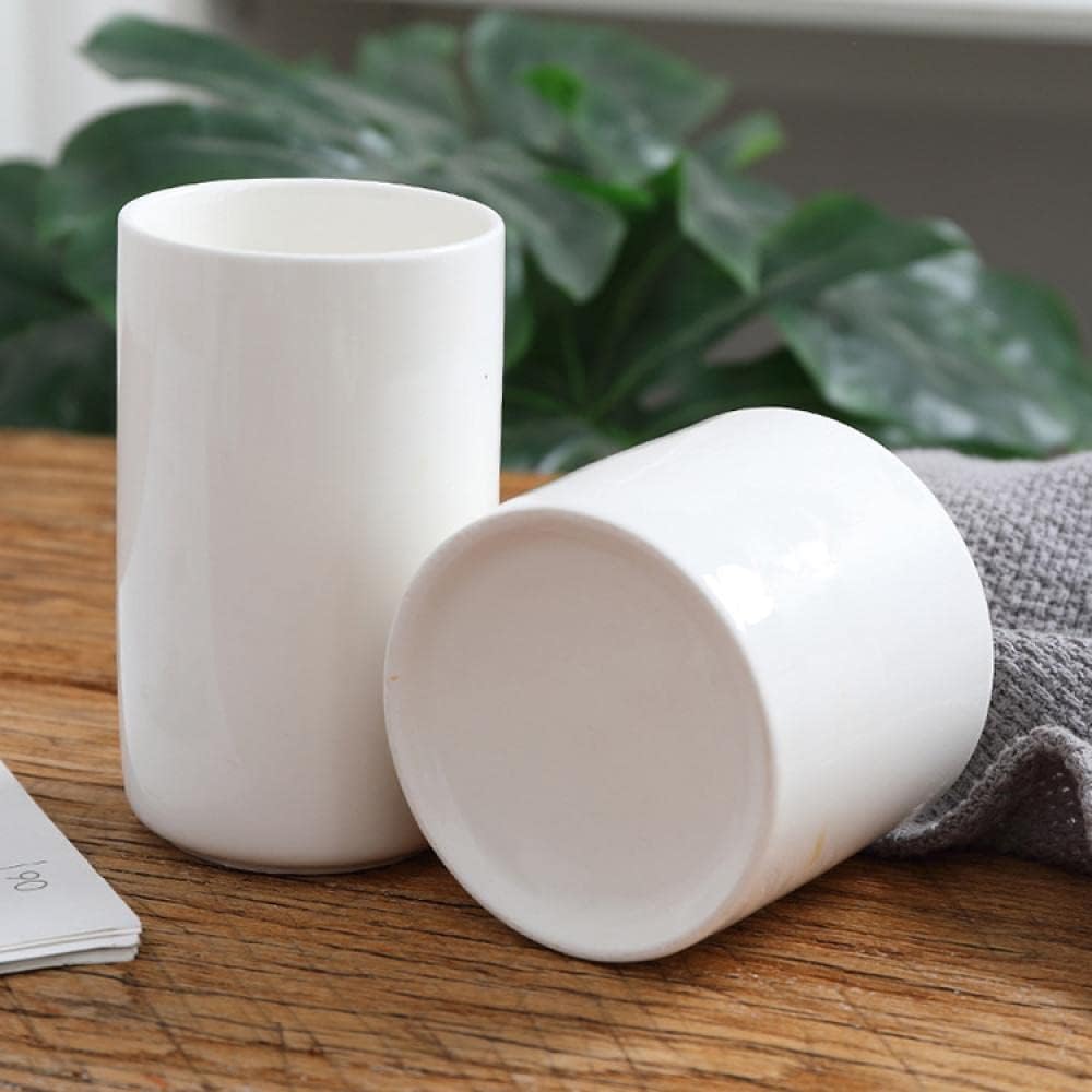 Gaolinci 2 Pcs White Porcelain Mouthwash Tumbler Set