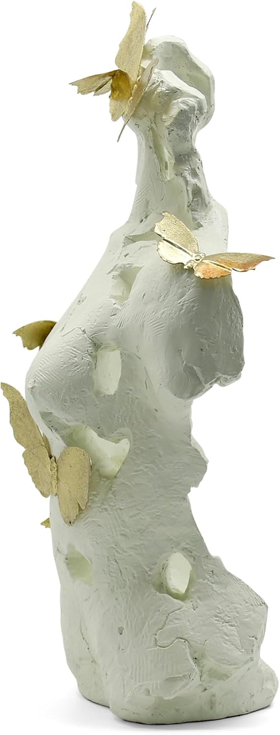 Lukitas Abstract Female Bust with Butterflies Statue 16 Inch Resin