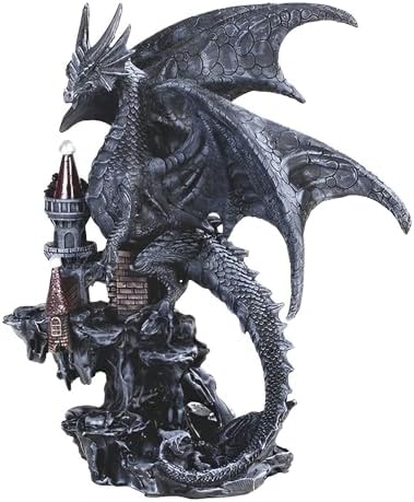 ICE ARMOR 775 Inch Black Dragon on Castle Statue